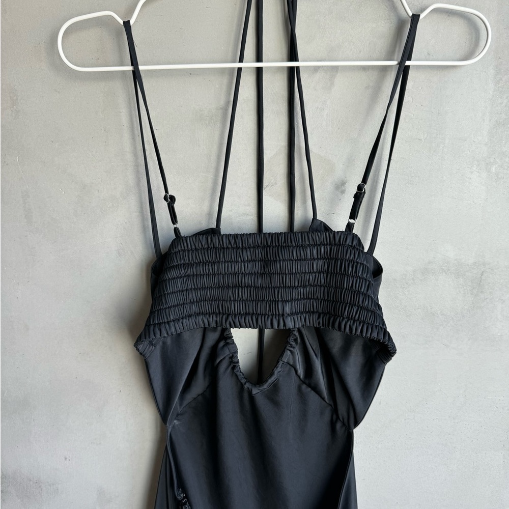 A.L.C. Sienna Halter Neck Black Slip Midi Dress - Picture 5 of 9